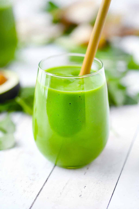 Tropical Green Smoothie with Hardee Greens Kale and Basil Microgreens