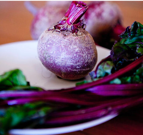 Roasted Beets w/ Goat Cheese and Rainbow Sprinkle Microgreens